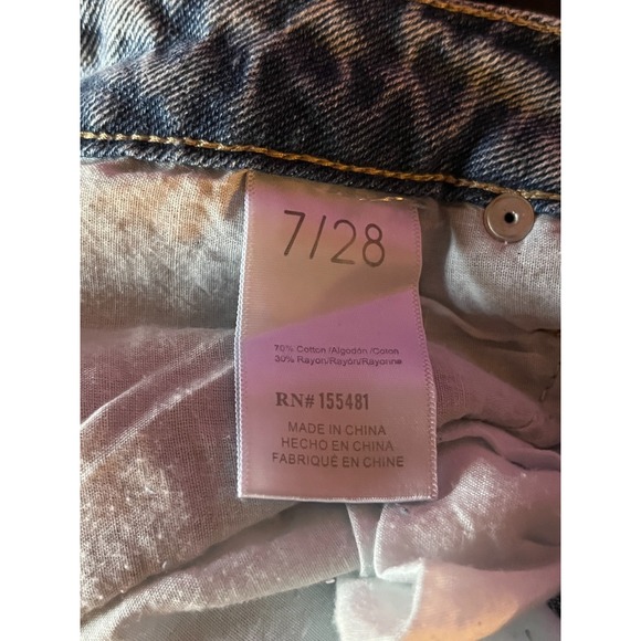 SIMPLE SOCIETY Patchwork Jeans Womens 7 28 Light Wash Distressed Straight Leg De - Picture 6 of 11